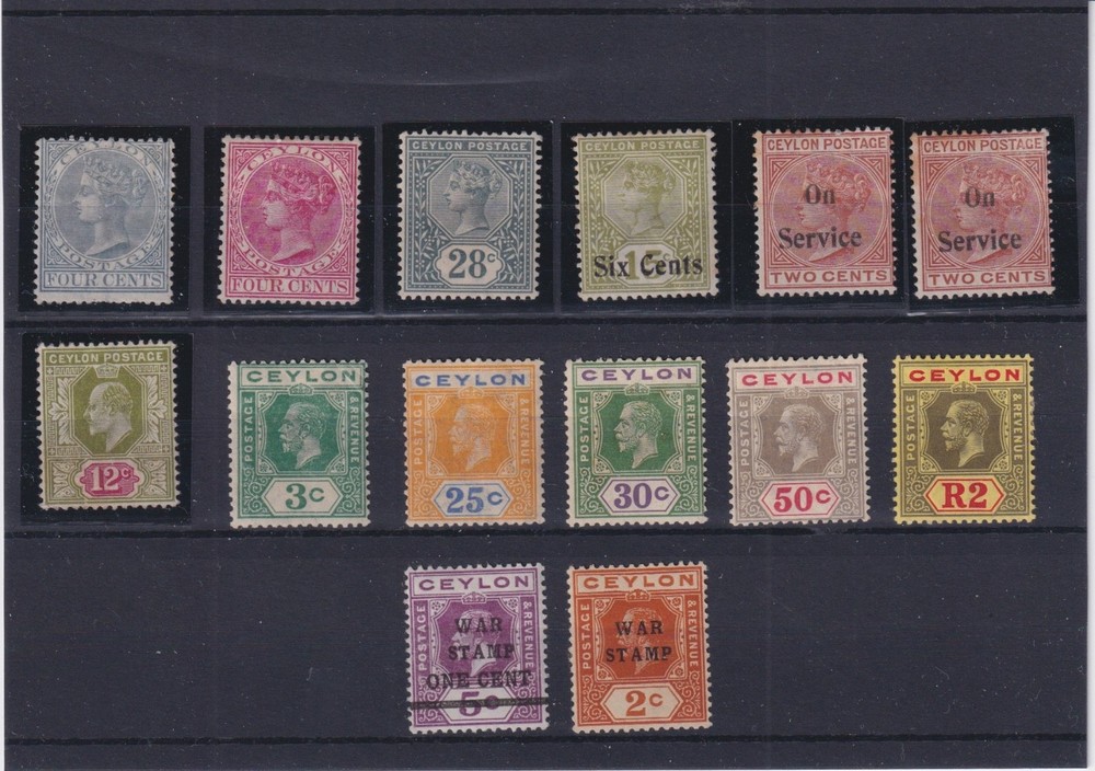 CEYLON. 1872/1921. 14 STAMPS. MLH / MNG