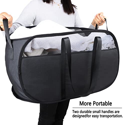 Pop Up Laundry Hamper，with Durable Handles collapsible laundry Black