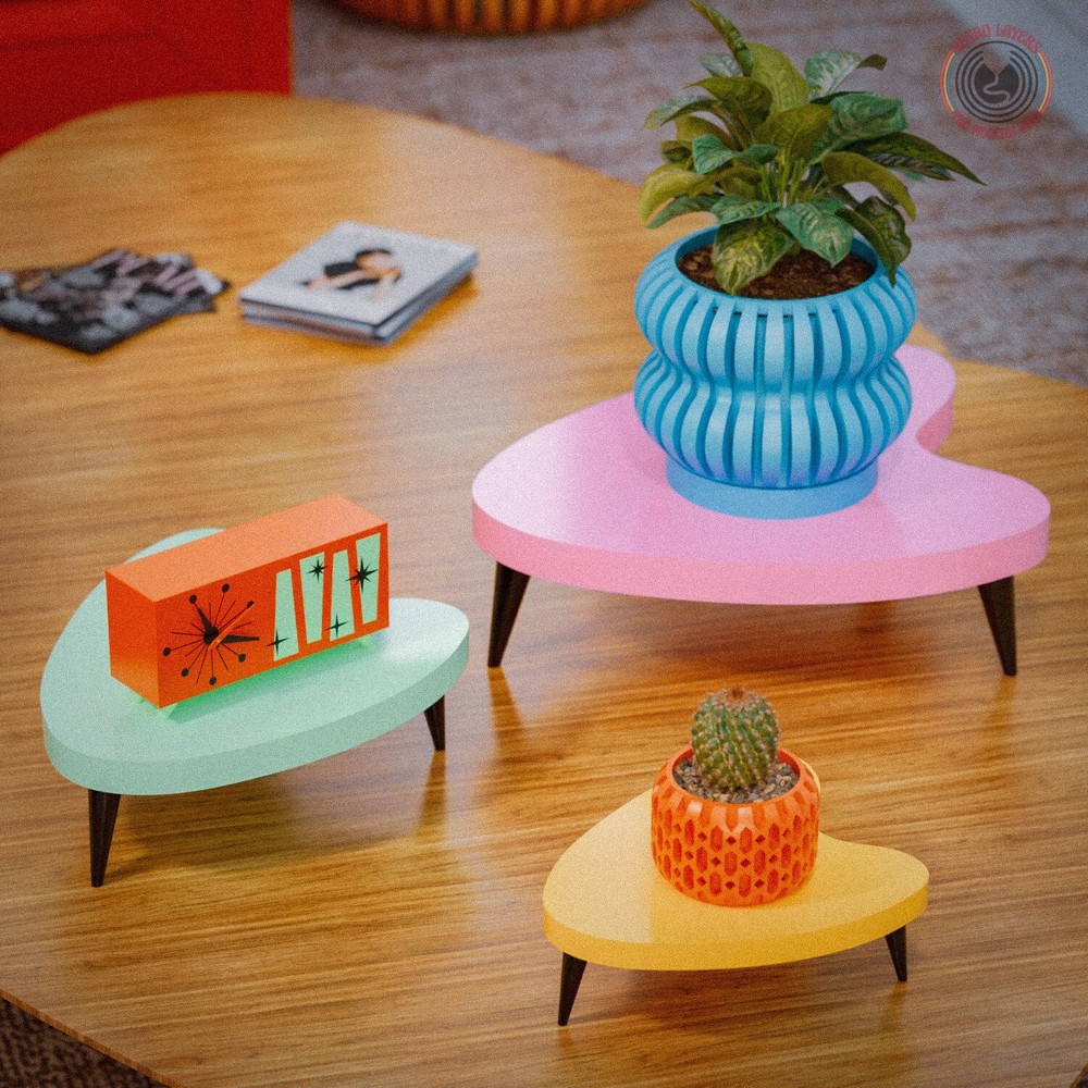 Boomerang Décor Table Retro Mid-Century Modern Accent/Planter Table MCM Midmod