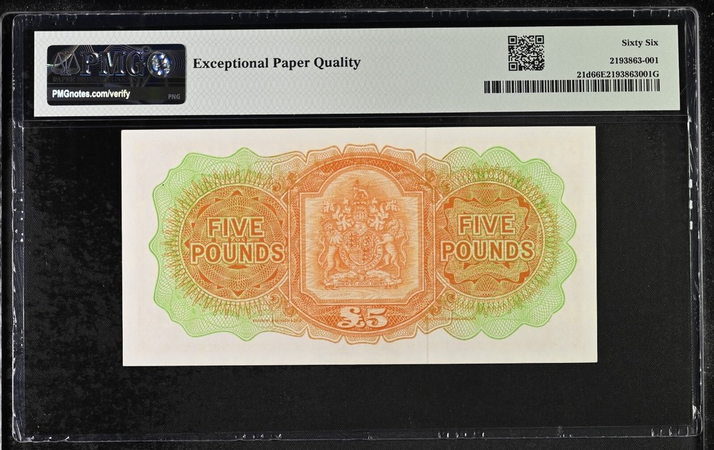 Bermuda 1966 £5 P21d PMG Superb Gem Uncirculated 66 EPQ - Phenomenal Scarce Note