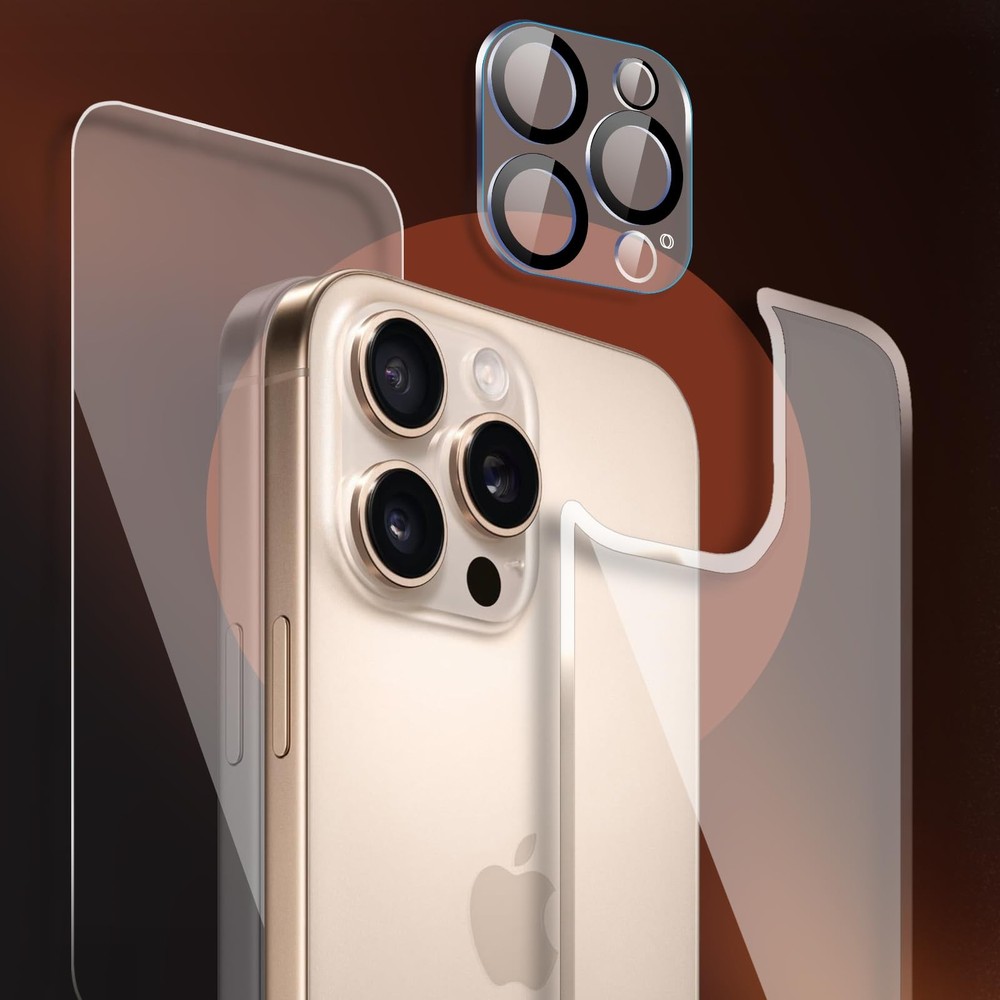 Malphiace for iPhone 16 Pro Max Front and Back & & Lens(3-piece)