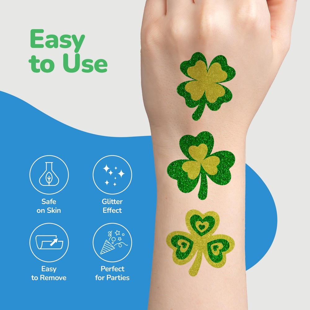 ArtCreativity Individual St Patrick’s Day Glitter Shamrock Medium, Multicolor