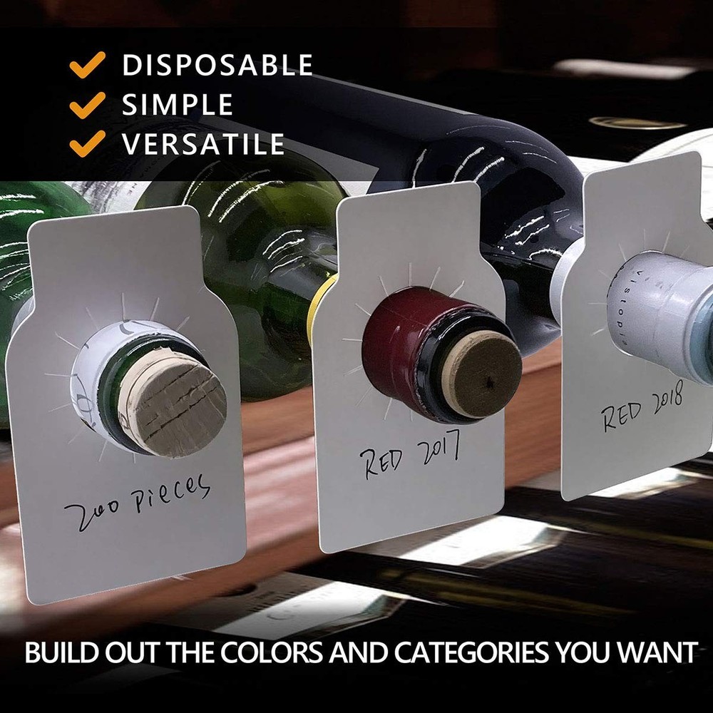 Wine Bottle Tags White Paper Double Sided Wine Bottle Hanging Tags 200 Count