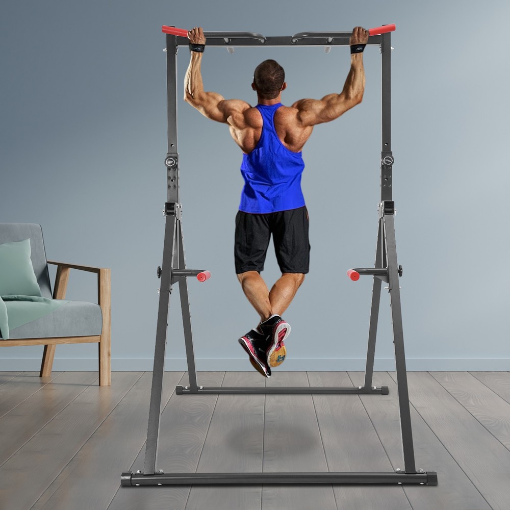 Adjustable Pull Up Bar Dip Station for Home Gym Strength Training Workout 440lbs