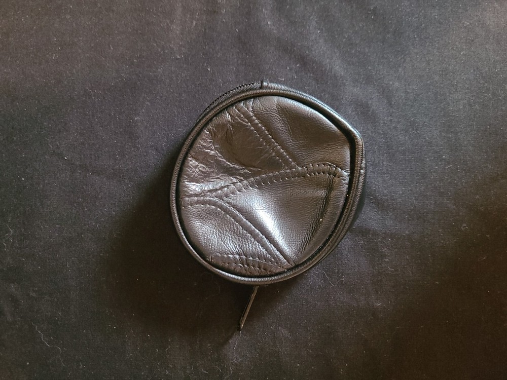 Patch Leather (Polyester) Round Coin Zipper Pouch Black