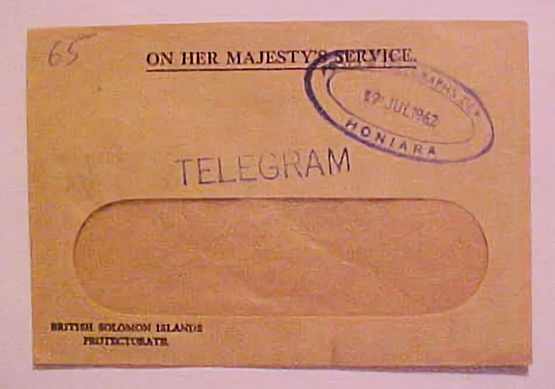 SOLOMON  ISLANDS TELEGRAM COVER 1962