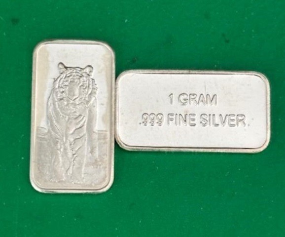 1 gram Silver Tiger Bar-  Fine Silver  .999