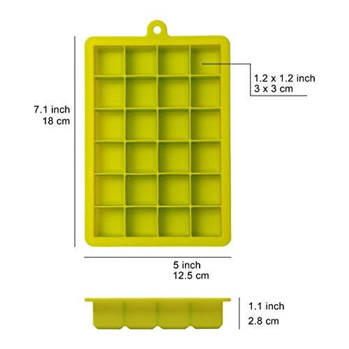 AYI&AYEE Silicone Ice Cube Trays with Lids - 2 Pack 2 SET Blue Green (24 Cube)