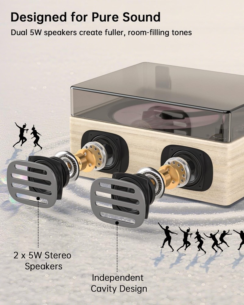 Portable Retro CD Player with Speakers, Bluetooth Input & Output, LED Screen,