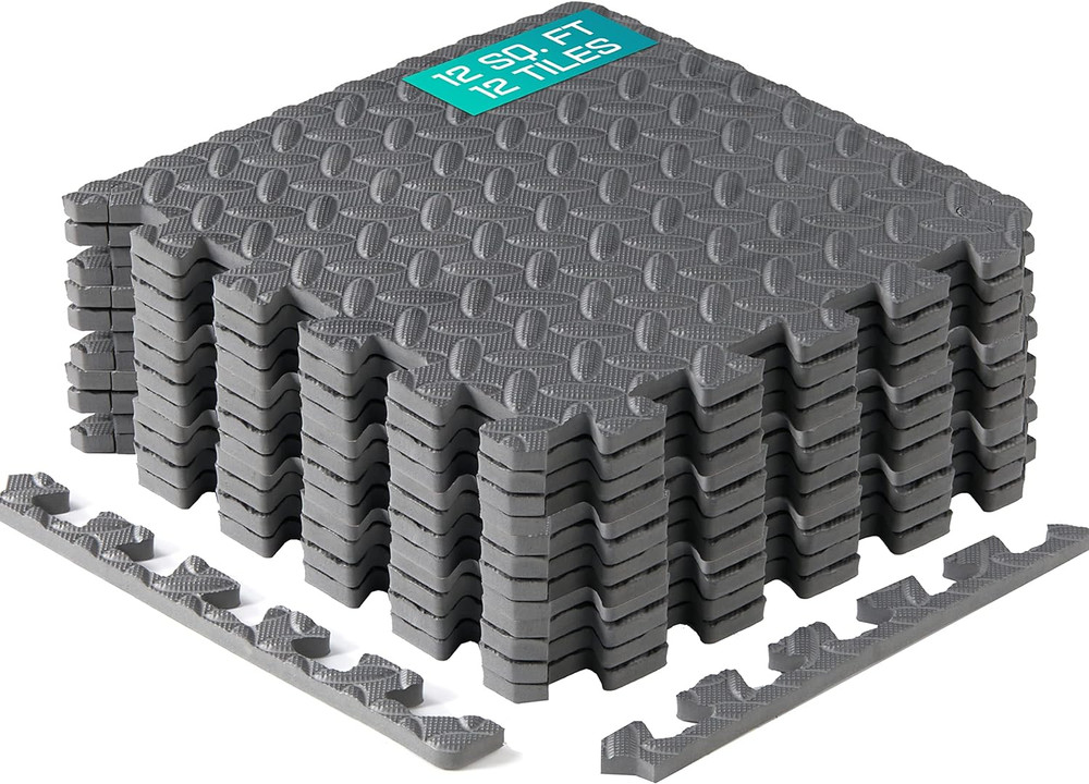 EVA Interlocking Mats, Puzzle Floor Tiles, Foam Floor Padding with Border for Fu