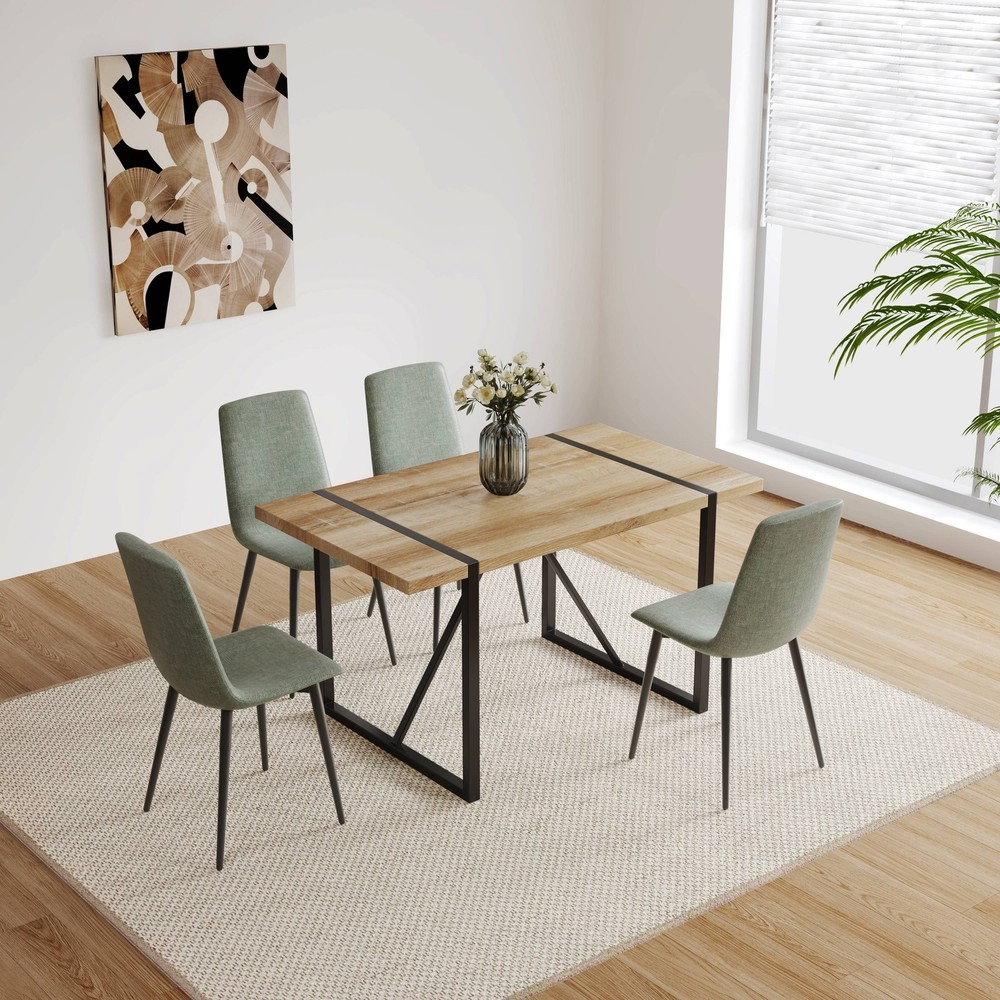 55" Dining Table modern rustic Industrial Rectangular MDF Wood Colour For 4-6