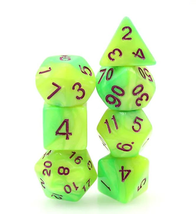 🧟🟢Patient Zero Dice RPG Set 7 Polyhedral DND Dungeons and Dragons Pathfinder B