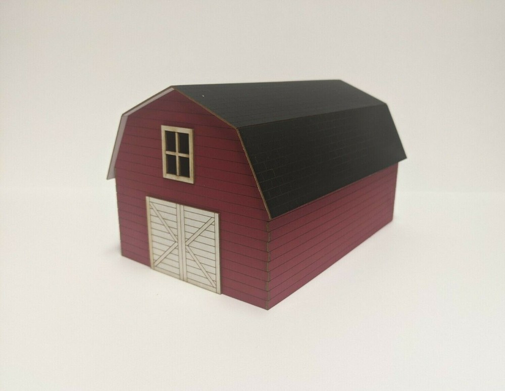 O Scale Red Farm Barn Kit - Laser Cut Model Train Scenery Building
