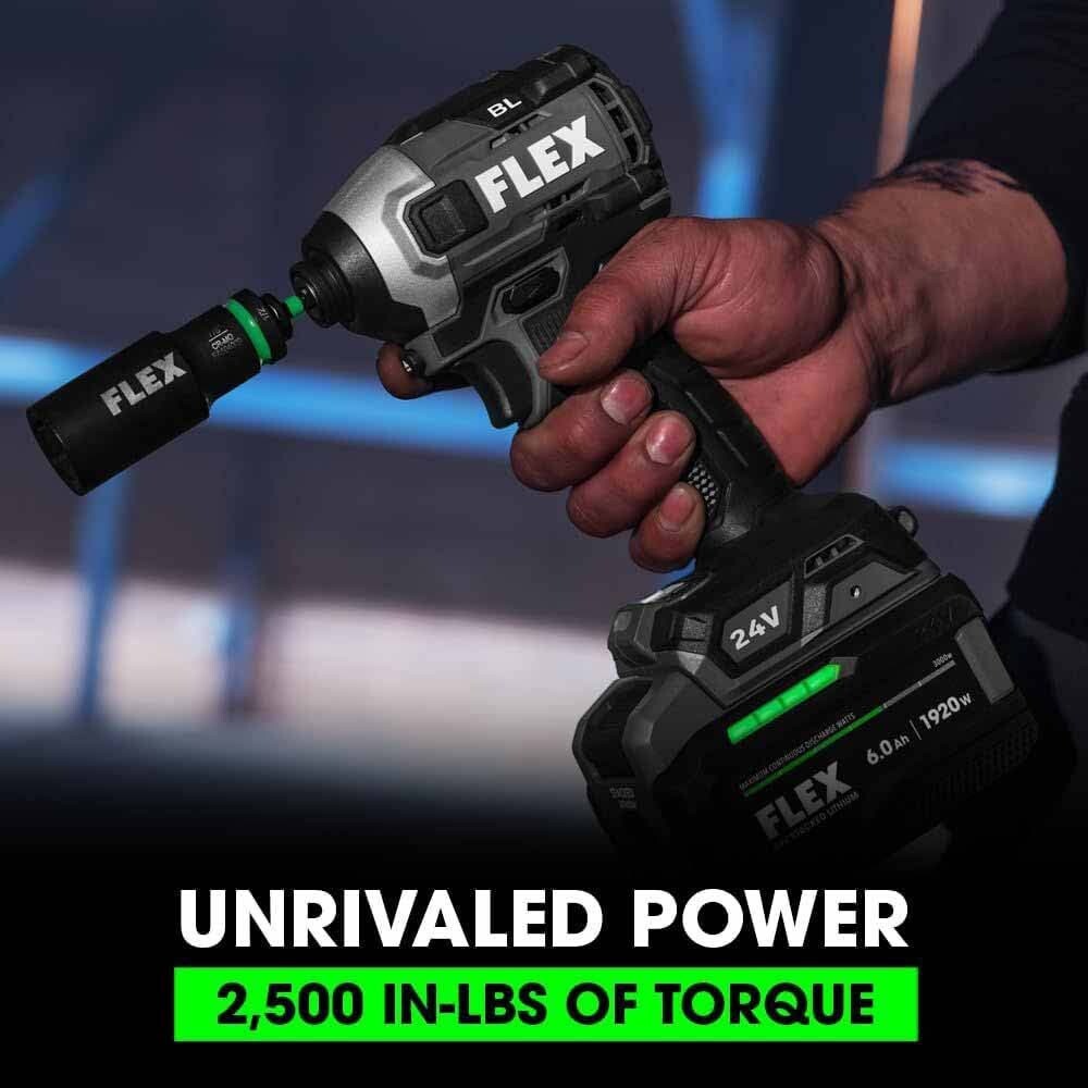 Flex FX1371A-1H 24V 1/4" Quick Eject Hex Impact Driver w/ Multi-Mode Lithium Kit