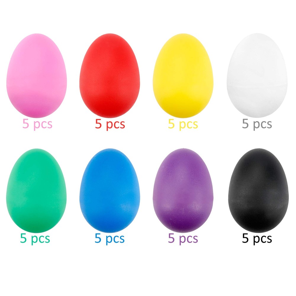 40pcs Plastic Egg Shakers Percussion Musical Maracas Easter Eggs With A Storage