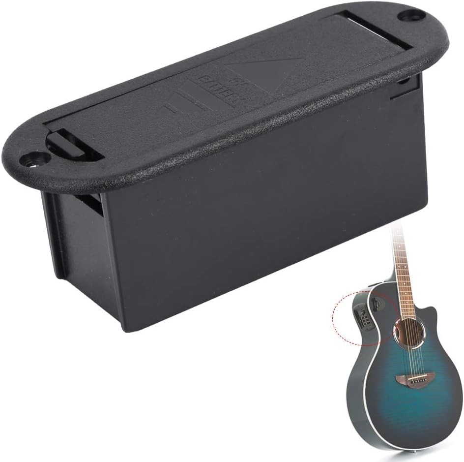 9V Battery Compartment for Active Bass Guitar Pickup - Black