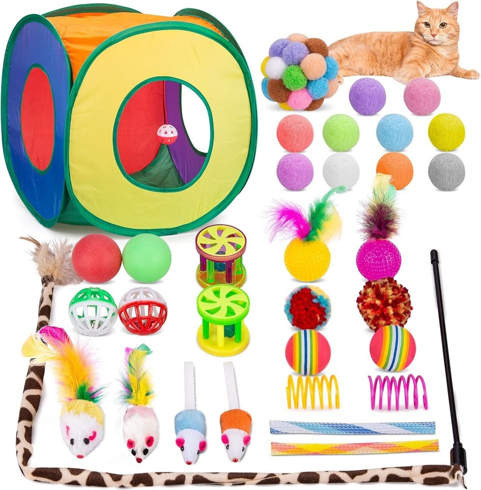 🐱 Retro Shaw Cat Toys Pack – 33PCS Interactive Kitten Toy Set