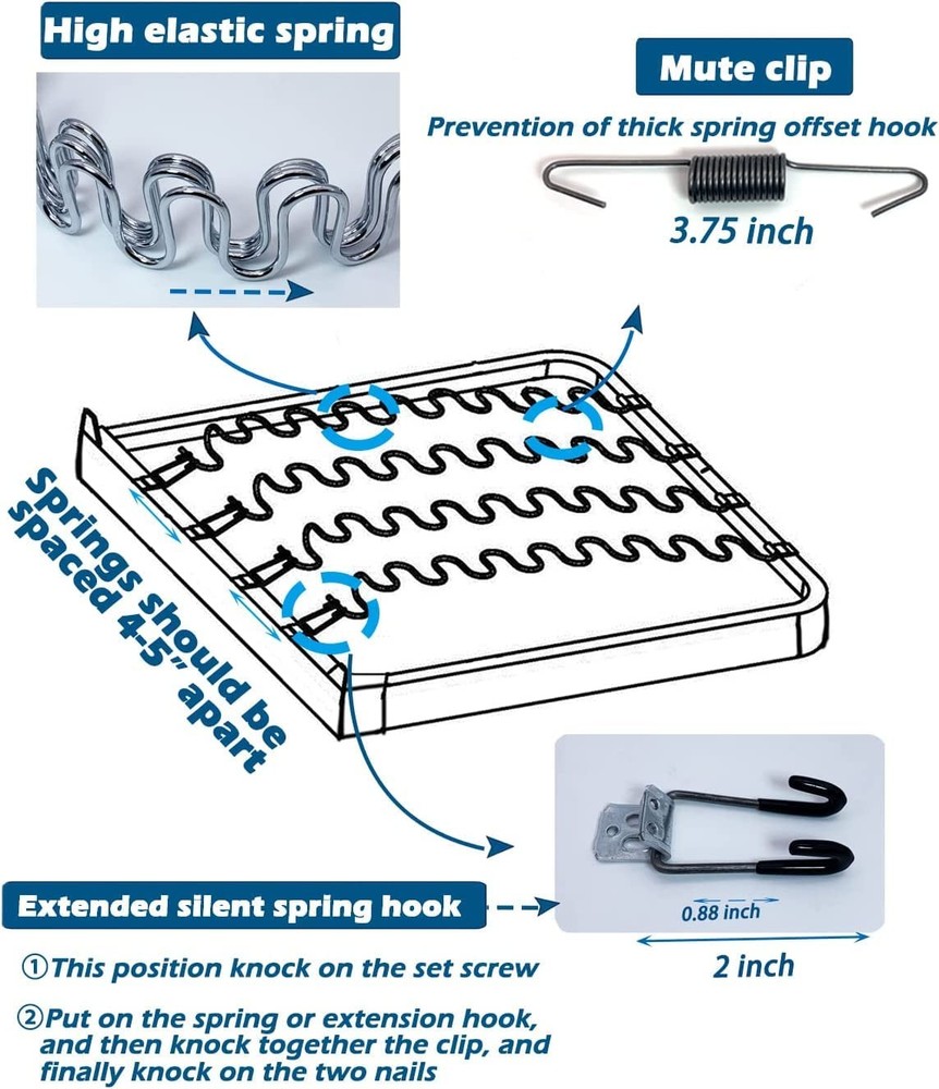 Kaupuar 27" Sofa Upholstery Spring Replacement Kit for 27 inch 4pcs, Silver