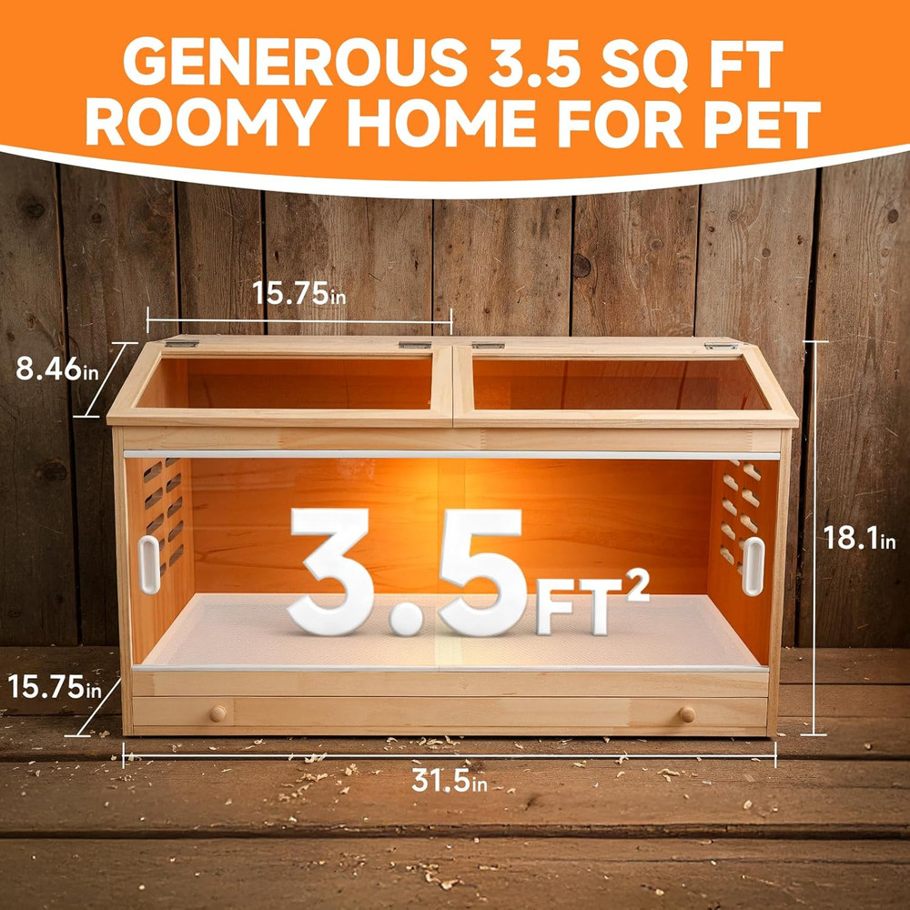 Large Drawers Brooder Box for Chicks Wooden Chicken Brooder Box, with 3 Heating