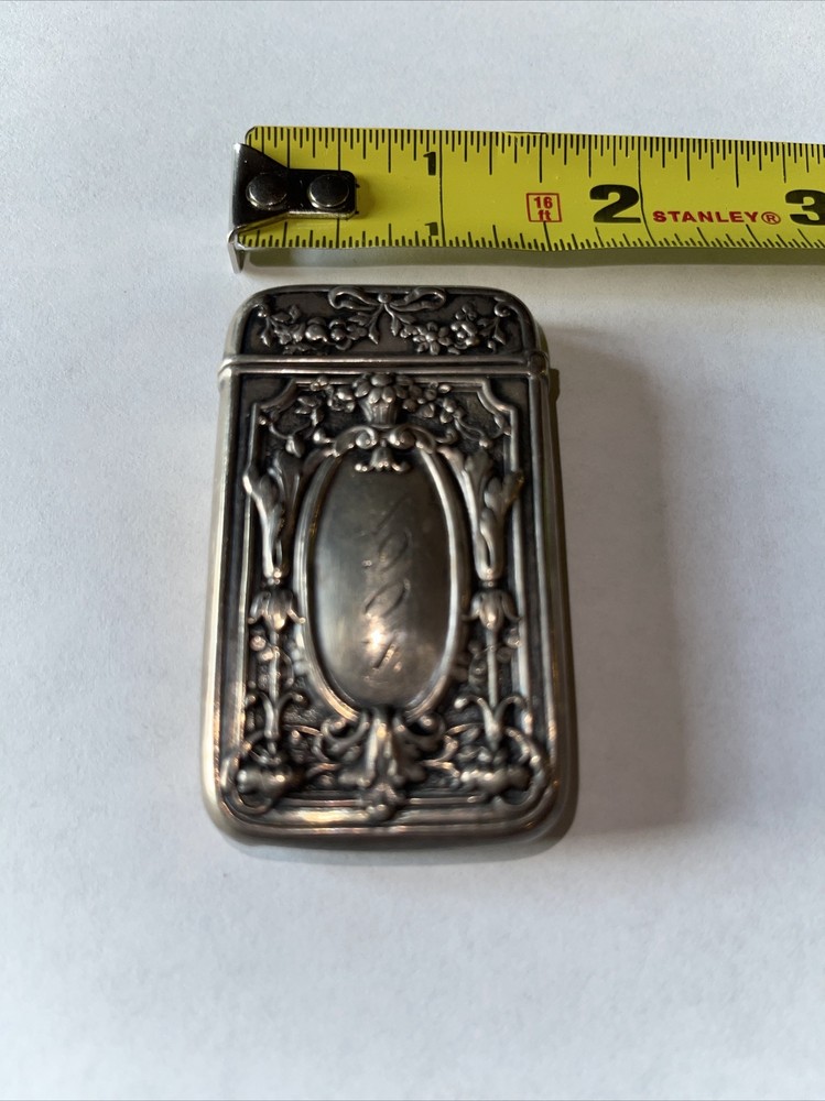 Match safe - Vesta case vintage sterling silver Engraved 1904