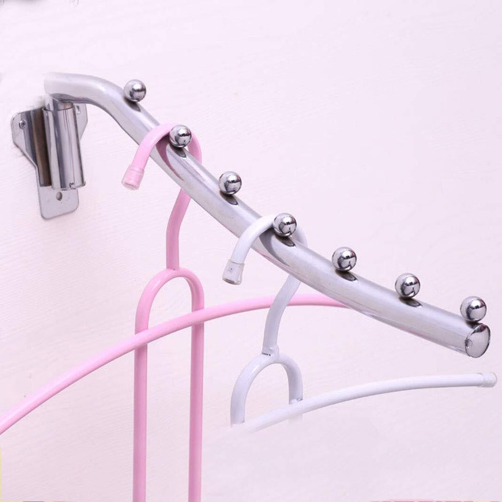 2 Pack Wall Mounted Folding Clothes Hanger Rack Folding Hanger Detachable Stu...