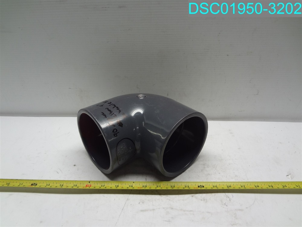 4" Schedule 80 PVC 90 Deg Elbow Socket, 806-040 Gray