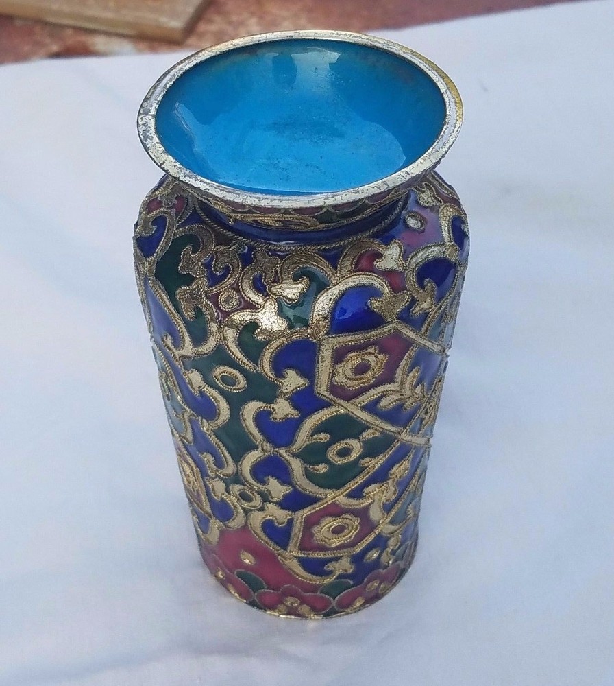 CHINESE BRASS ENAMEL VASE