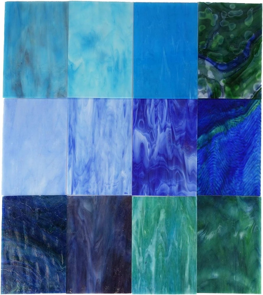 Stained Glass Sheets Variety Pack, 10-Pack Blue