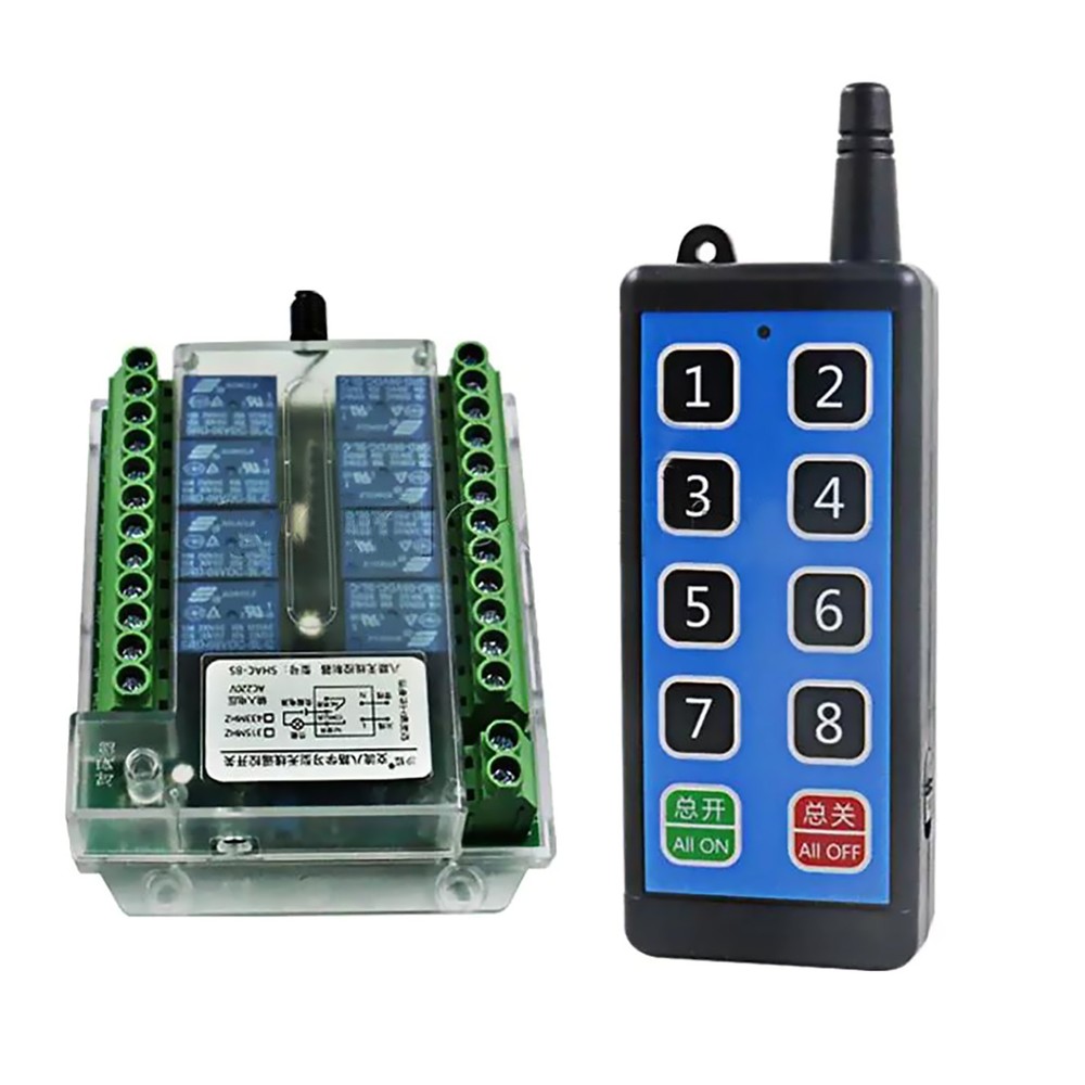 8 Channel Wireless RF433MHz Remote Control Switch Relay Module With Iight