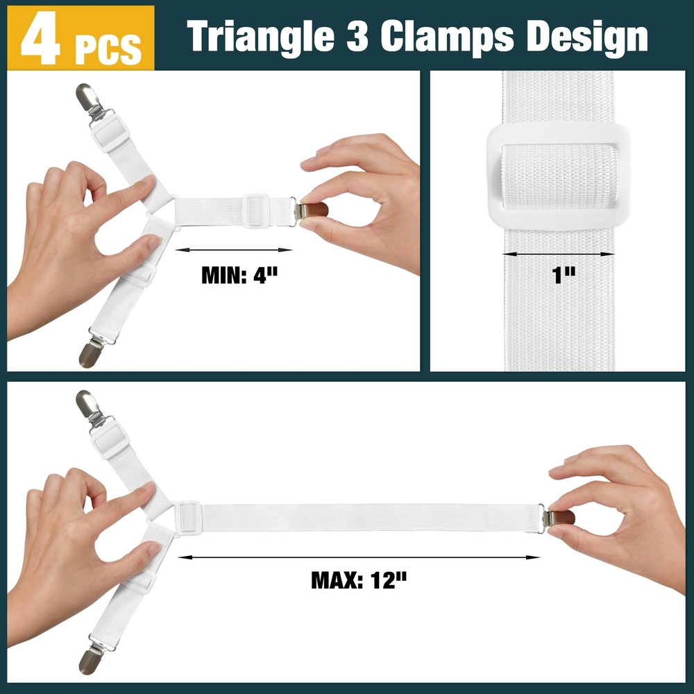 WHISPERING WONDER 4 Pack Adjustable Triangle Style 4 - White, White