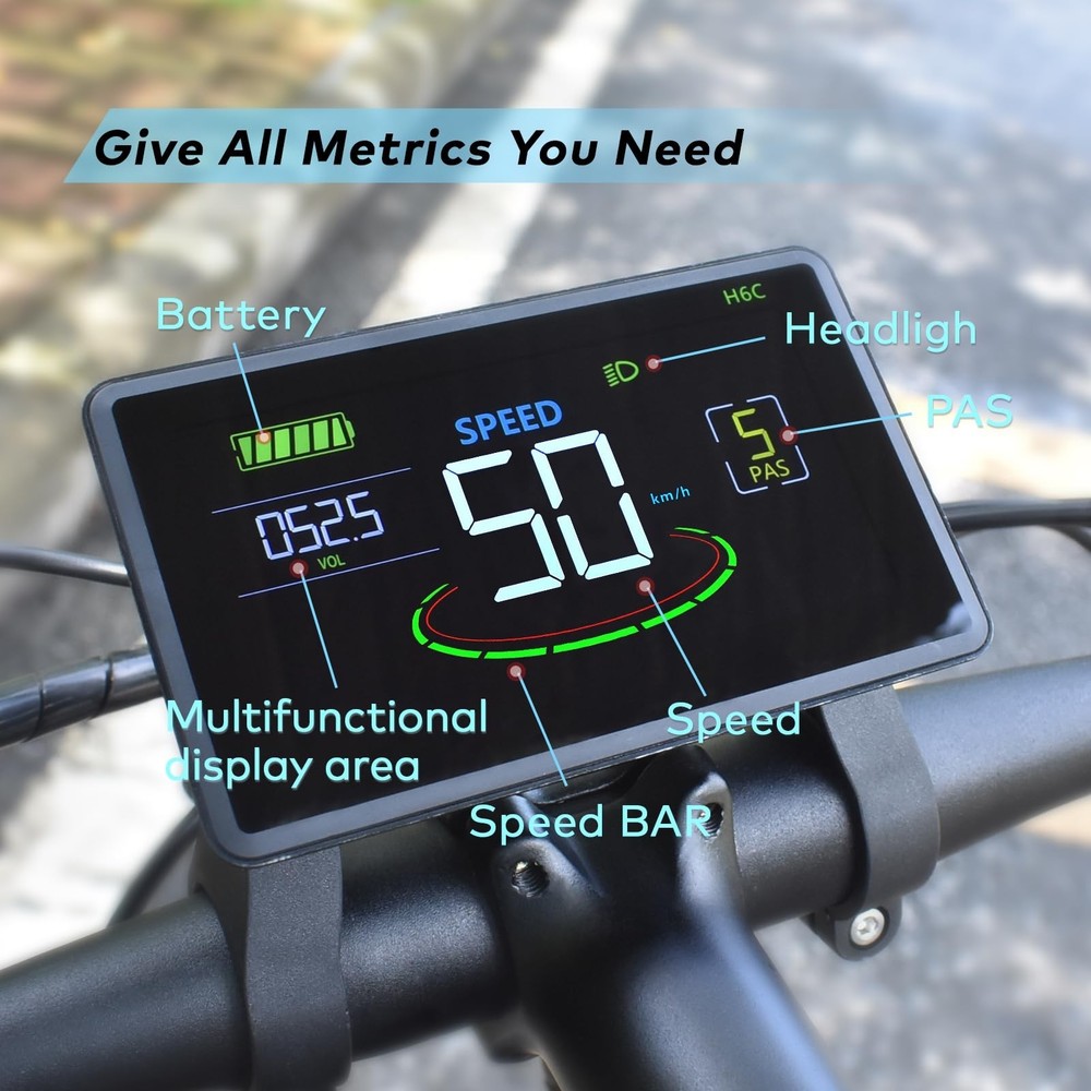 Ebike Display, UART No. 2 Protocol, 24V-60V Colorful Cycling Computer with Ch...