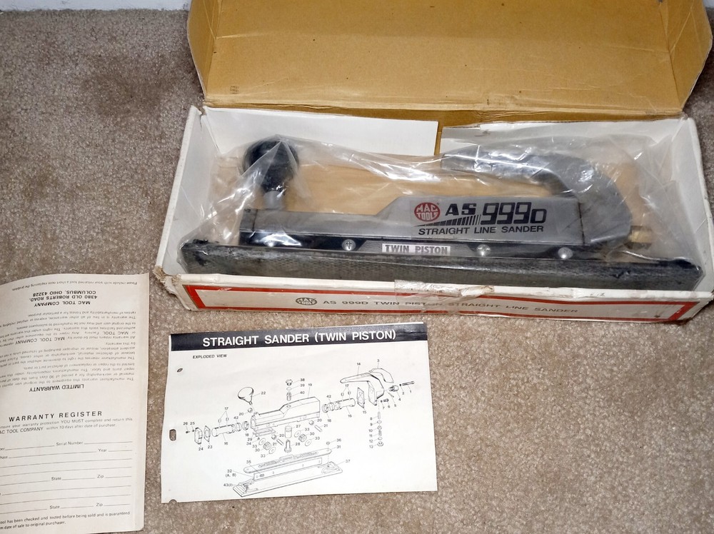 Mac Tools Straight Line Sander model as 999d vintage
