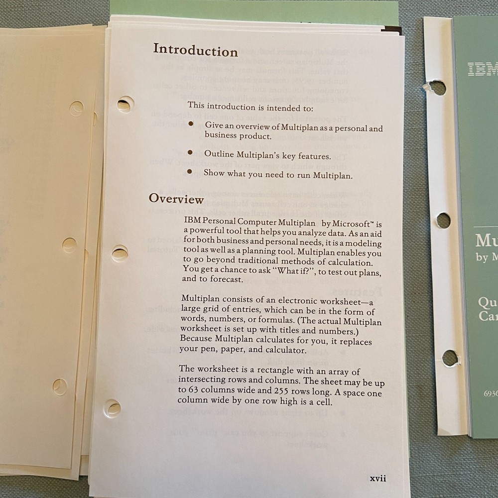 IBM PC Computer Professional Multiplan Electronic Worksheet Microsoft 1983 V 1.1