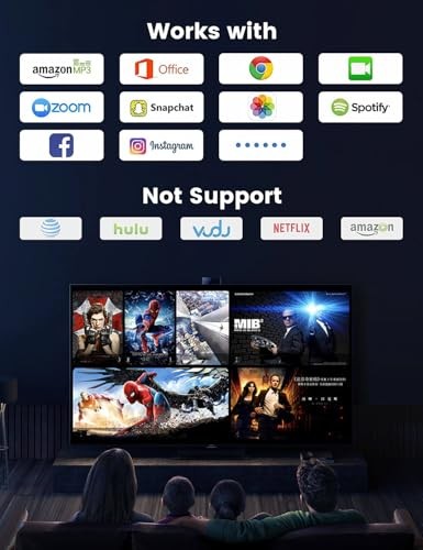 Wireless HDMI Display Dongle Adapter, One-Click Streaming Video/Audio/File