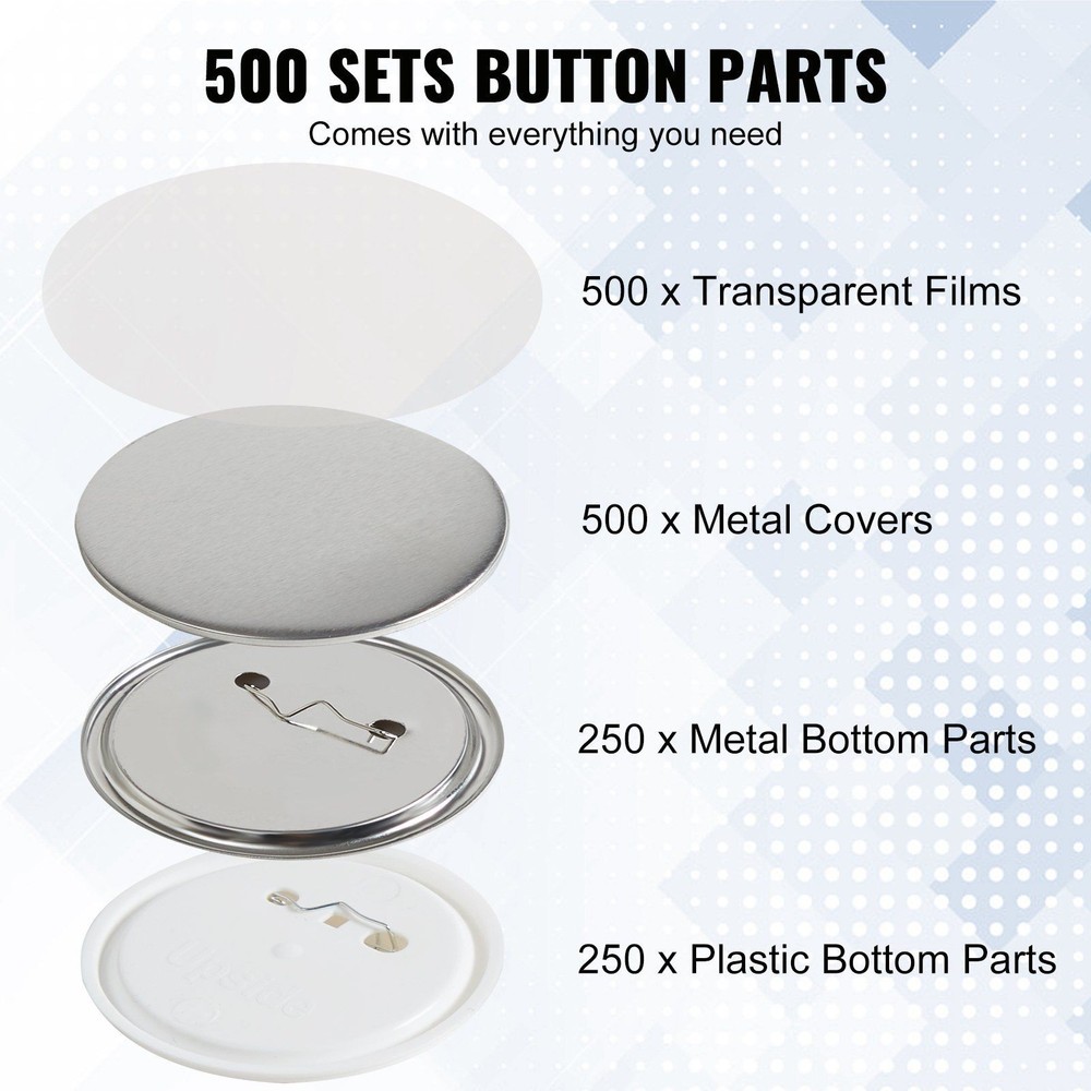 Pin Style Button Components 500 Sets 58mm Easy Assemble for Projects