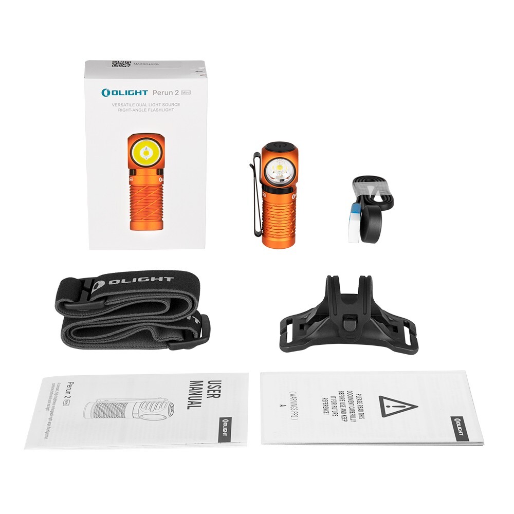 Olight Perun 2 Mini Orange Rechargeable Headlamp, 1100 Lumens, Cool White