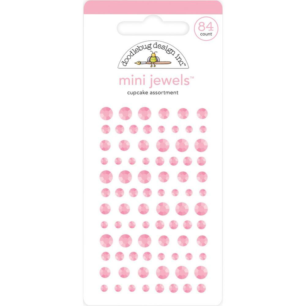 Crafts Doodlebug Mini Jewels Repeats Assorted Sizes Gems Bling Cupcake Pink