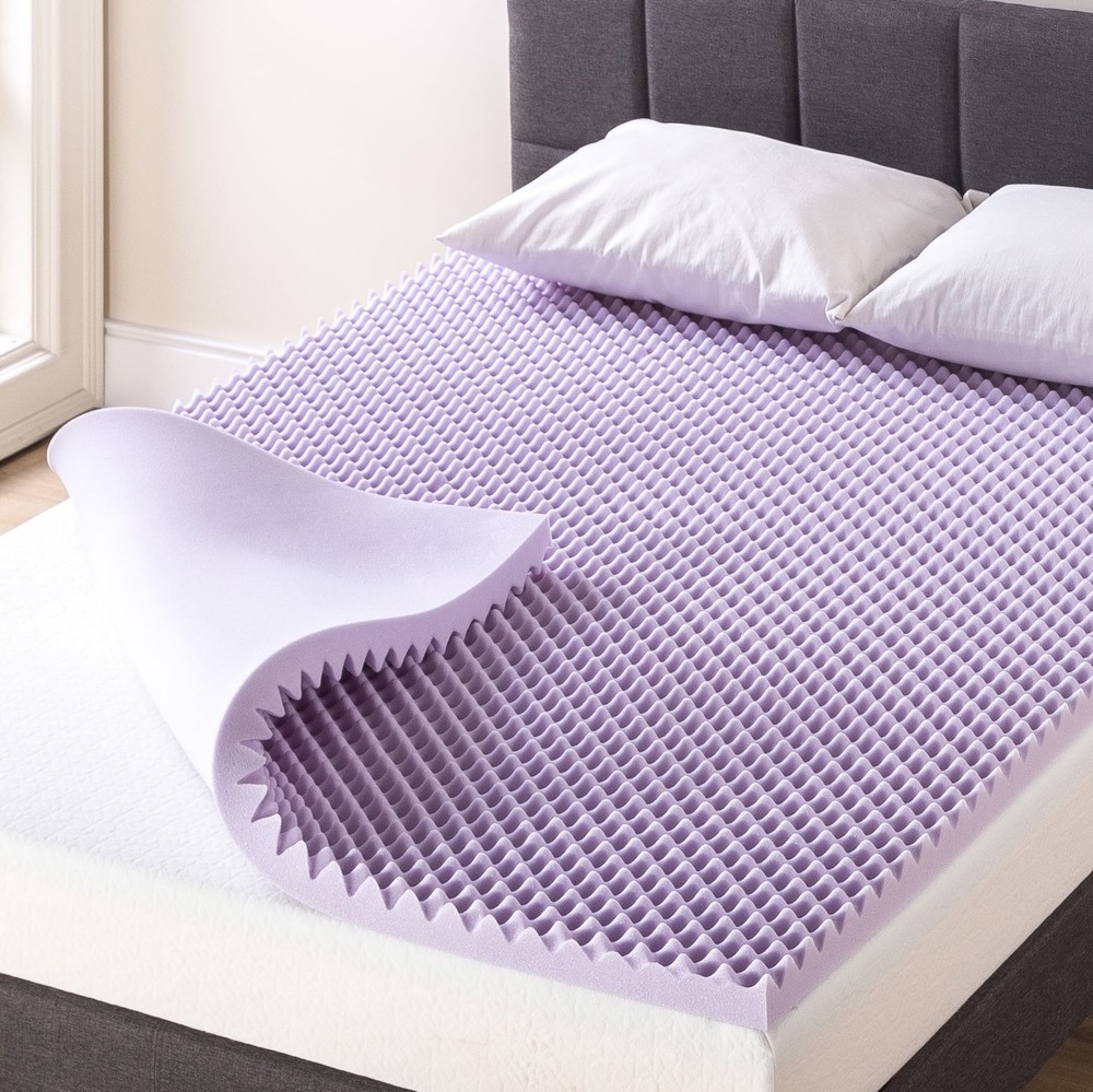 2" Egg Crate Lavender Memory Foam Mattress Topper Queen