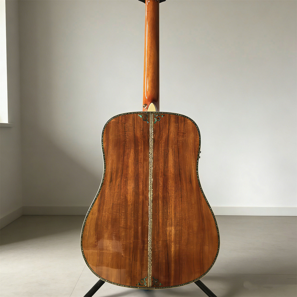 Handmade Acoustic Electric Guitar Solid koa top 6 String Mahogany Neck