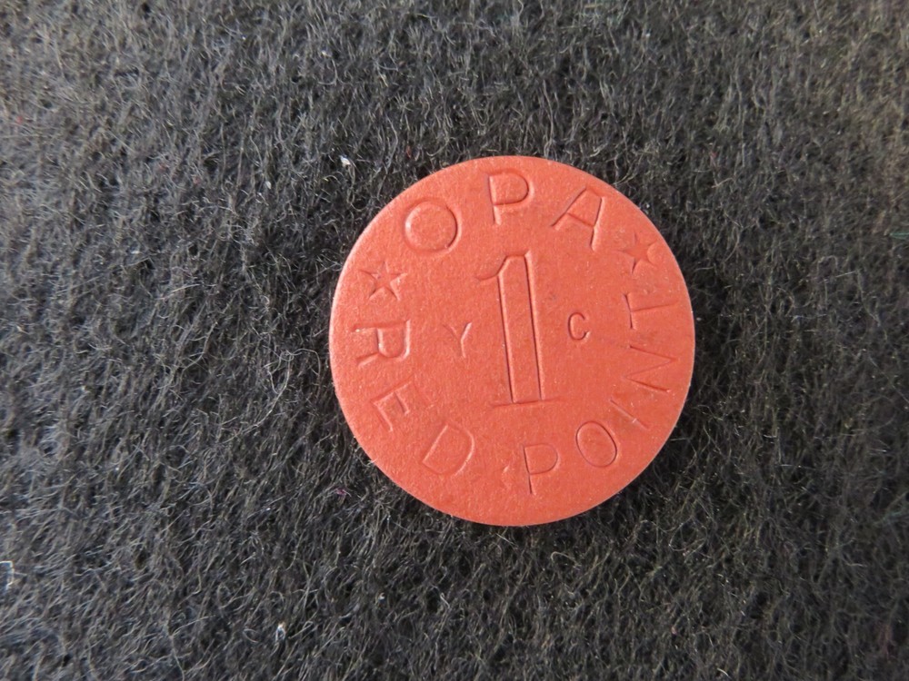 1944 US WWII OPA Red Ration Token YC