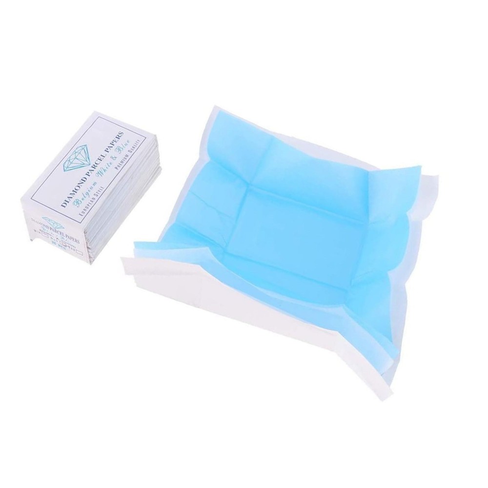 25Pcs White & Blue Universal Parcel Papers Diamond Display Store Protect Stones