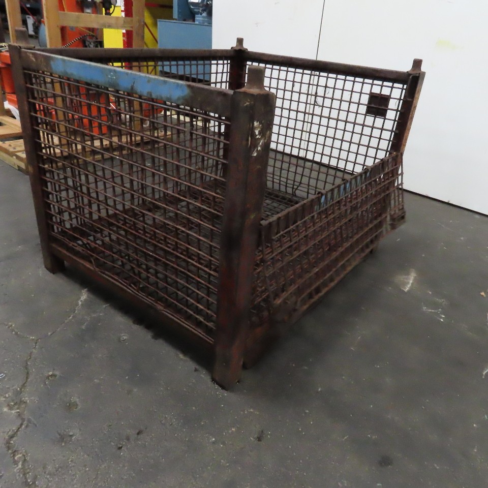 54" x 50" x 40" T Stackable Steel Wire Drop Down Access Rigid Storage Basket