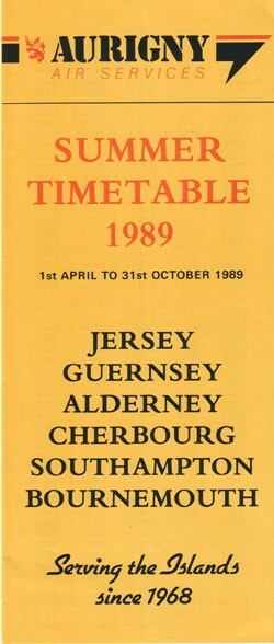 Aurigny Air Services timetable 1989/04/01