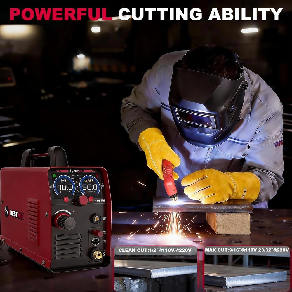 50A Plasma Cutter,2-In-1 Non-High Frequency Pilot Arc Plasma Cutter Machine