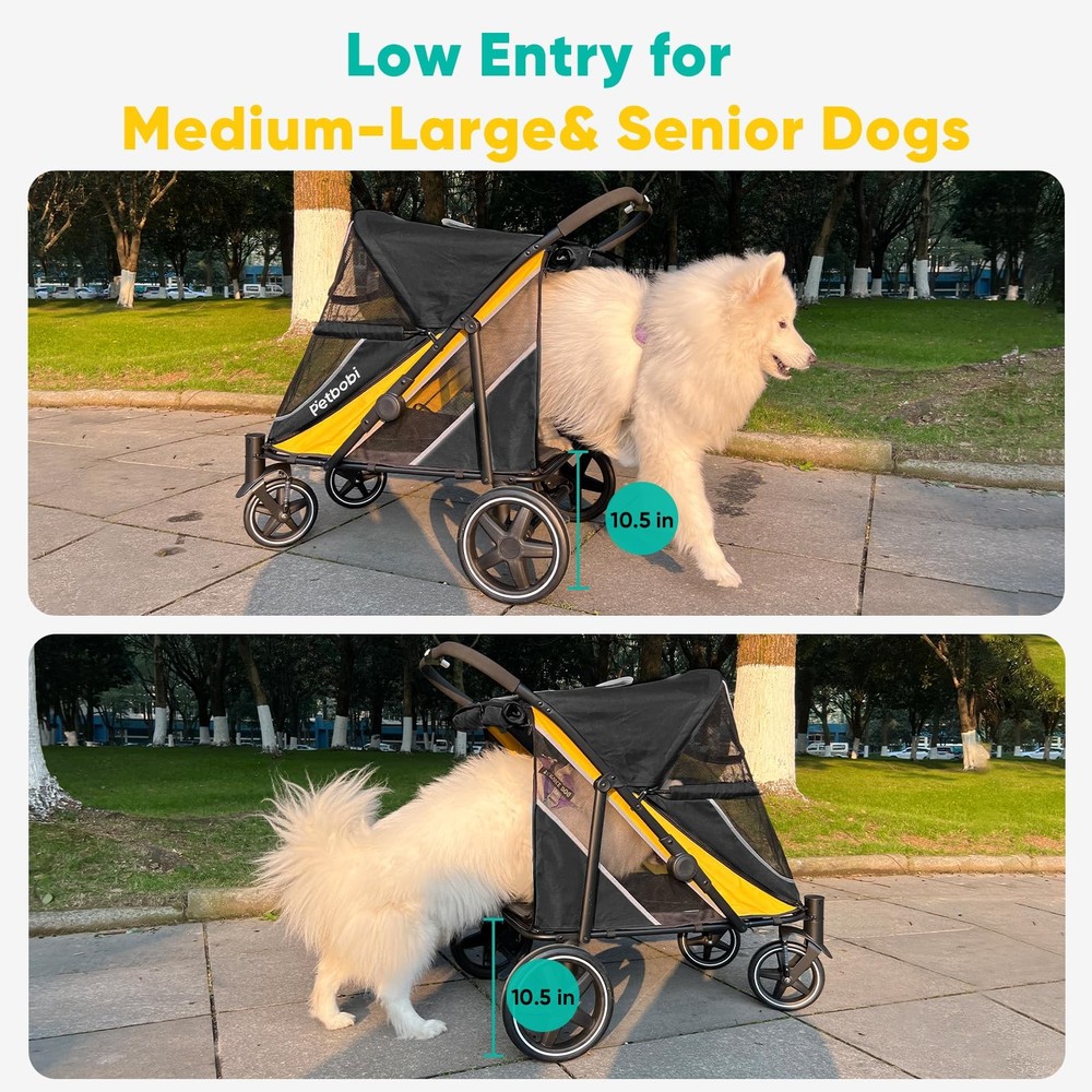 Dog Stroller for Large & Medium Dogs - Easy Fold Dual Entry Pet Stroller with...