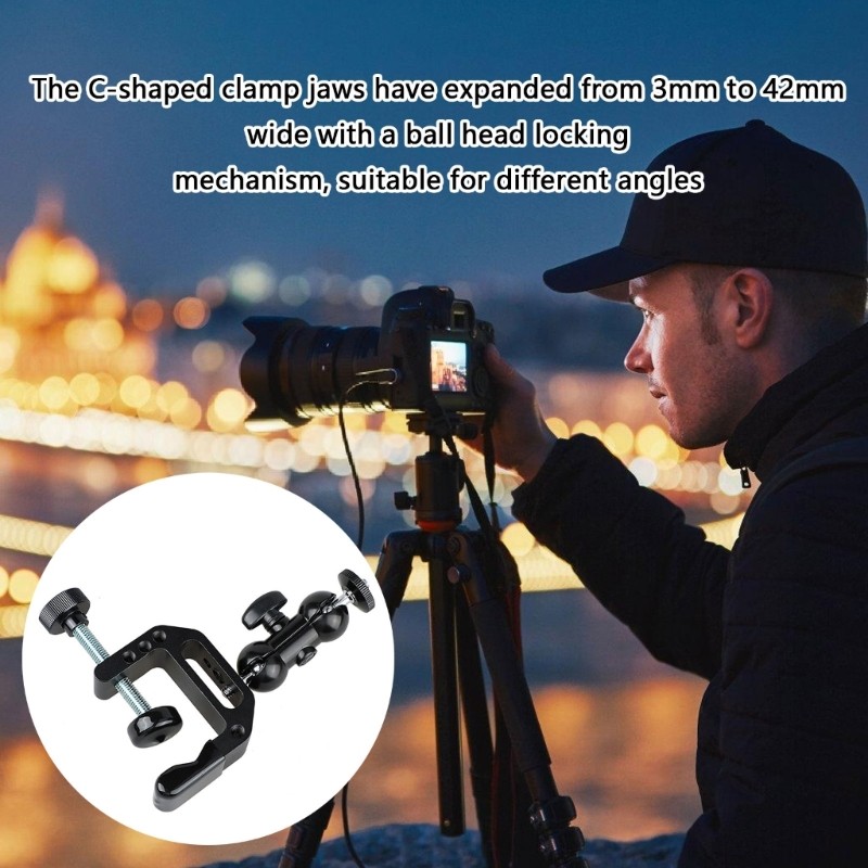 Camera Mount Clamp Arm With 1/4-20 Thread for Camera Action Camera Flash Light