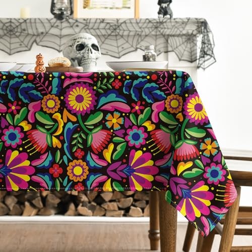 Mexico Tablecloth 60x84 Inch Rectangular, 60" x 84" (Rectangular) Black