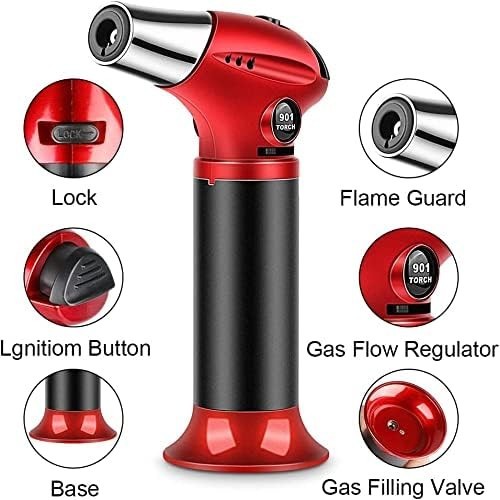 Professional Mini Blow Torch - Adjustable Flame Kitchen Torch for Baking & BBQ