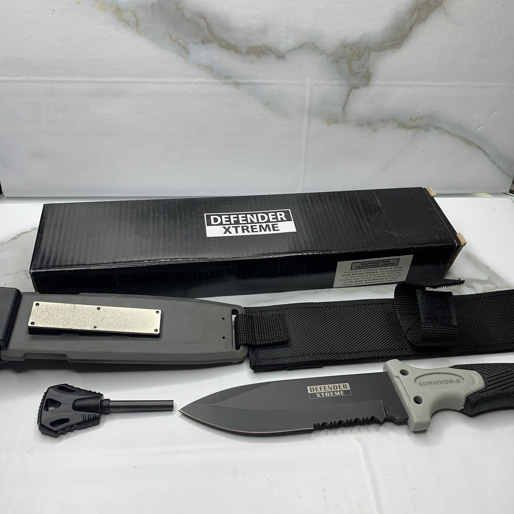 11” SURVIVOR II 6168 Fixed Blade BOWIE Hunting Knife Fire Starter Sharpener