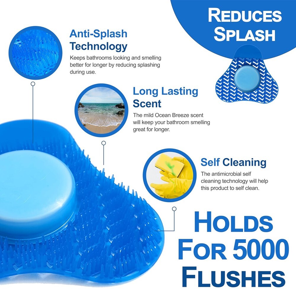 Premium Urinal Screen Deodorizer with Urinal Cakes Ocean Blue Scent - 3 Pack